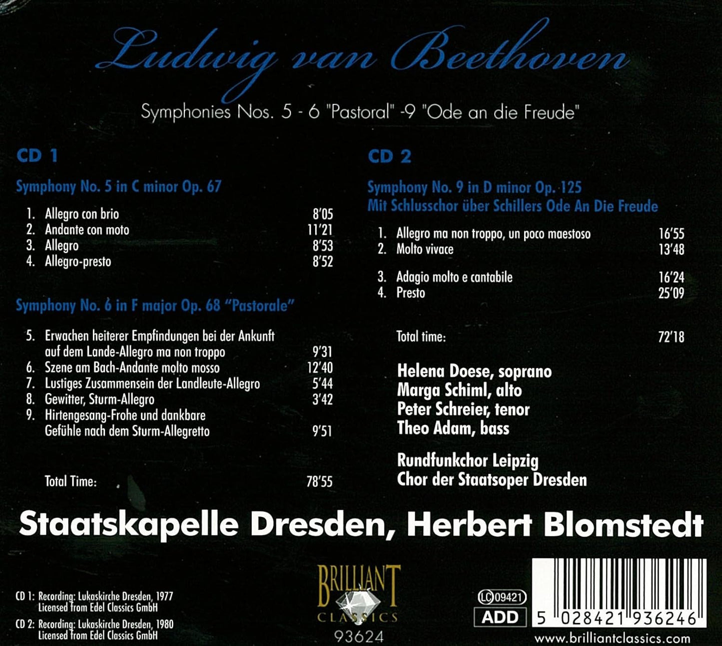 Symphonies 5 6 & 9 - Ludwig van Beethoven