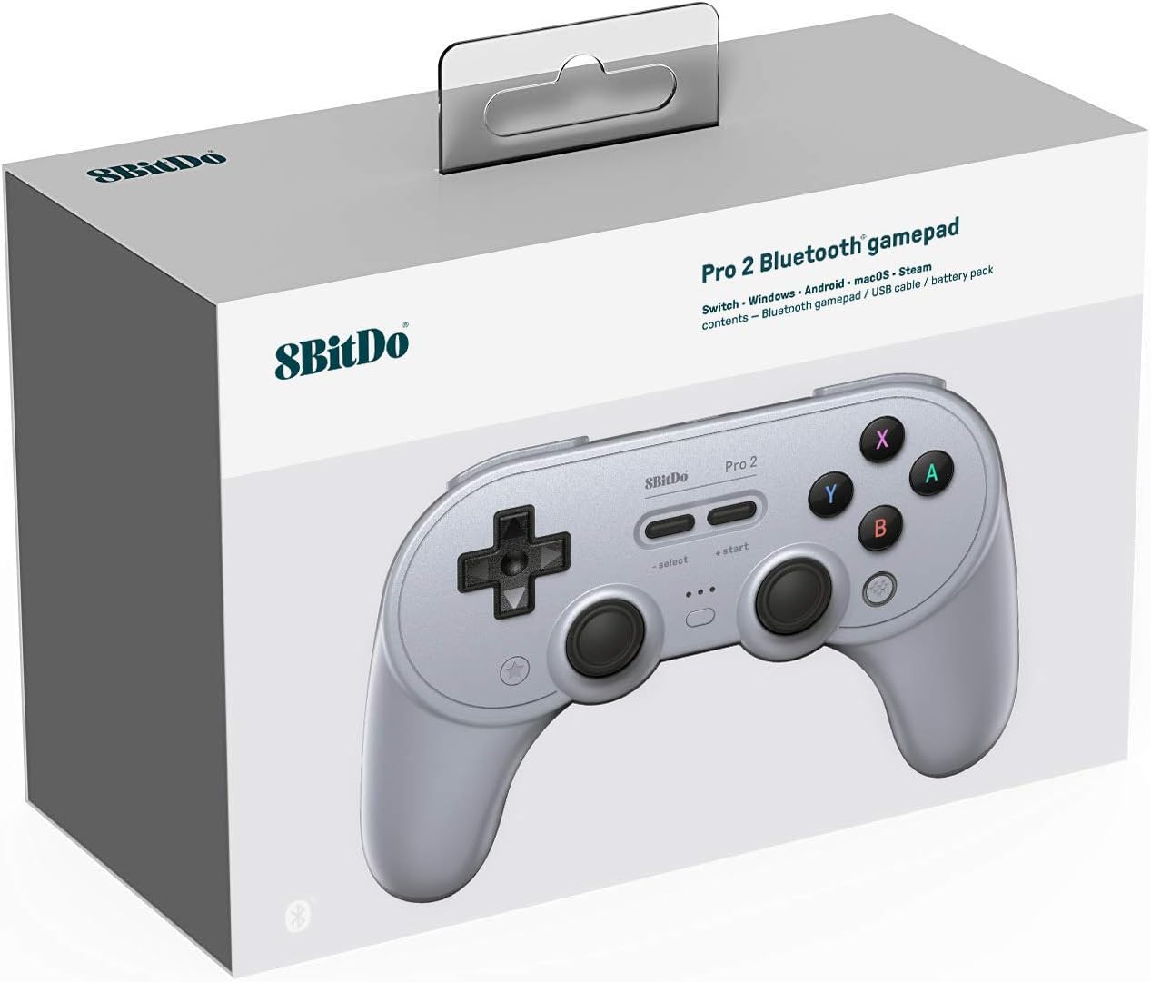 8Bitdo Pro 2 Bluetooth Controller for Switch, PC, macOS, Android, Steam & Raspberry Pi (Gray Edition) single