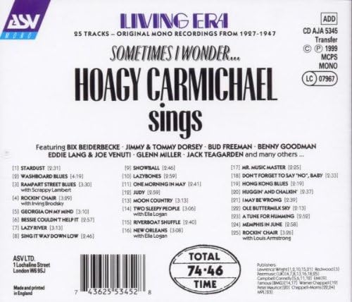 Hoagy Carmichael Sings: SOMETIMES I WONDER...;Centenary Issue