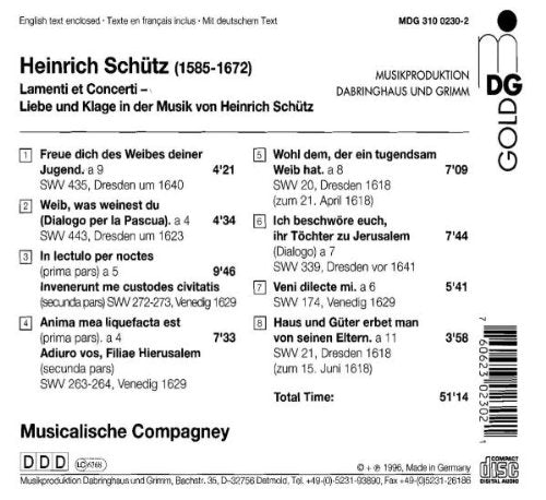 Lamenti e Concerti (Liebe und Klage in der Musik von Schütz)