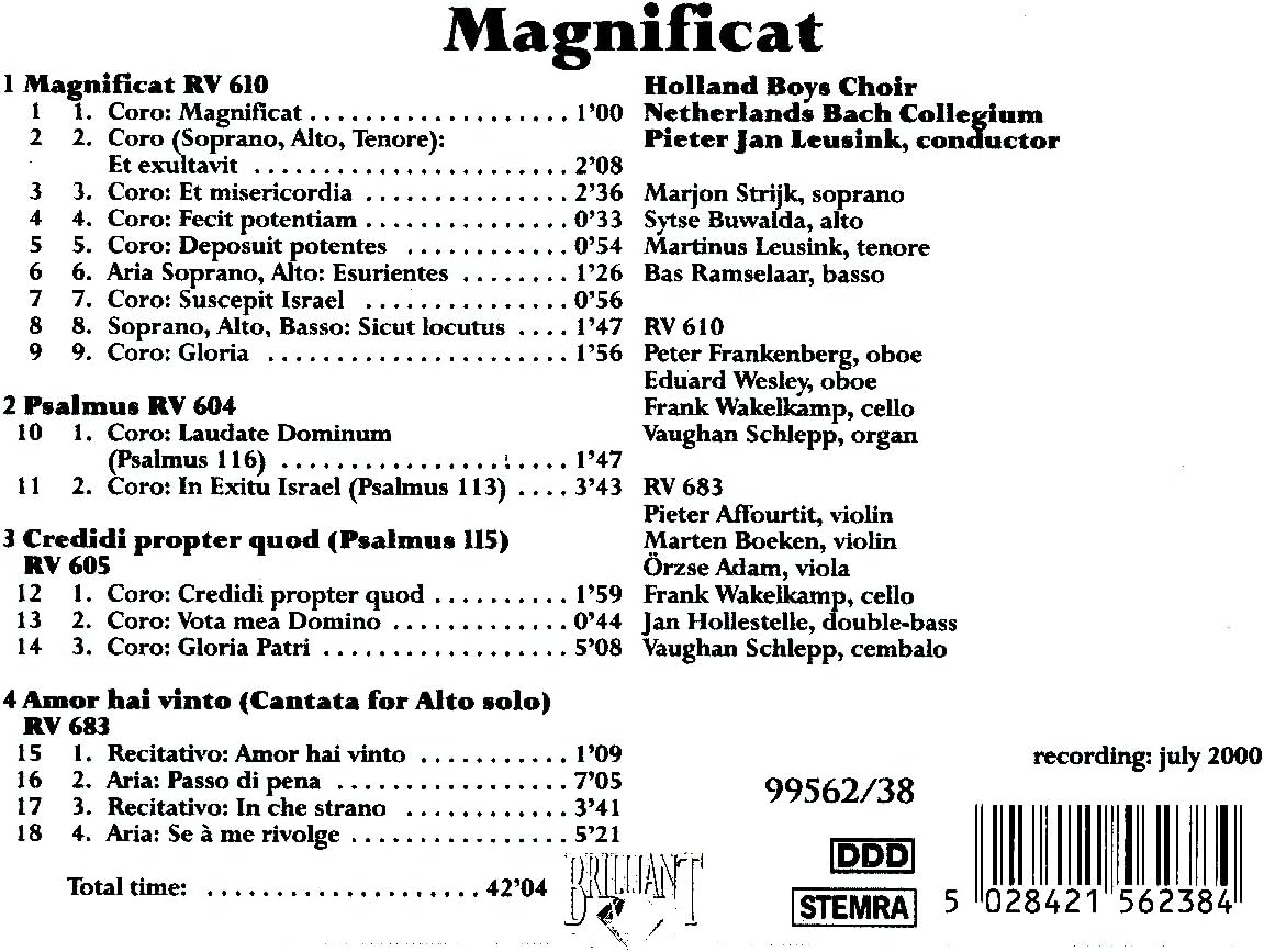 VIVALDI, ANTONIO-MAGNIFICAT VOL 38