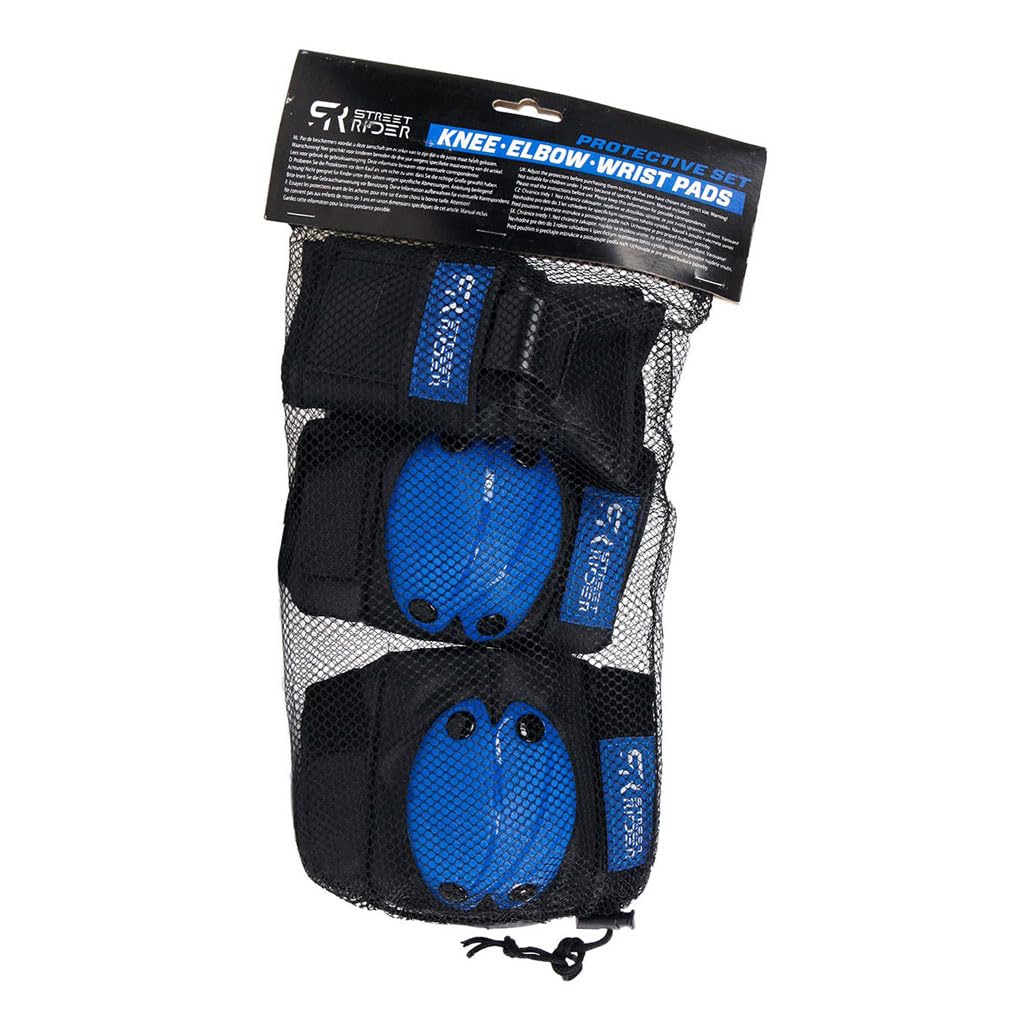 Street Runner Skate Beschermset 6 delig Zwart/Blauw S
