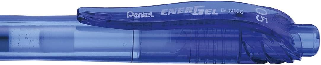 Pentel Energel-X Gel Pen, Retractable, Fine 0.5 Mm Needle Tip, Blue Ink, Blue Barrel, Dozen