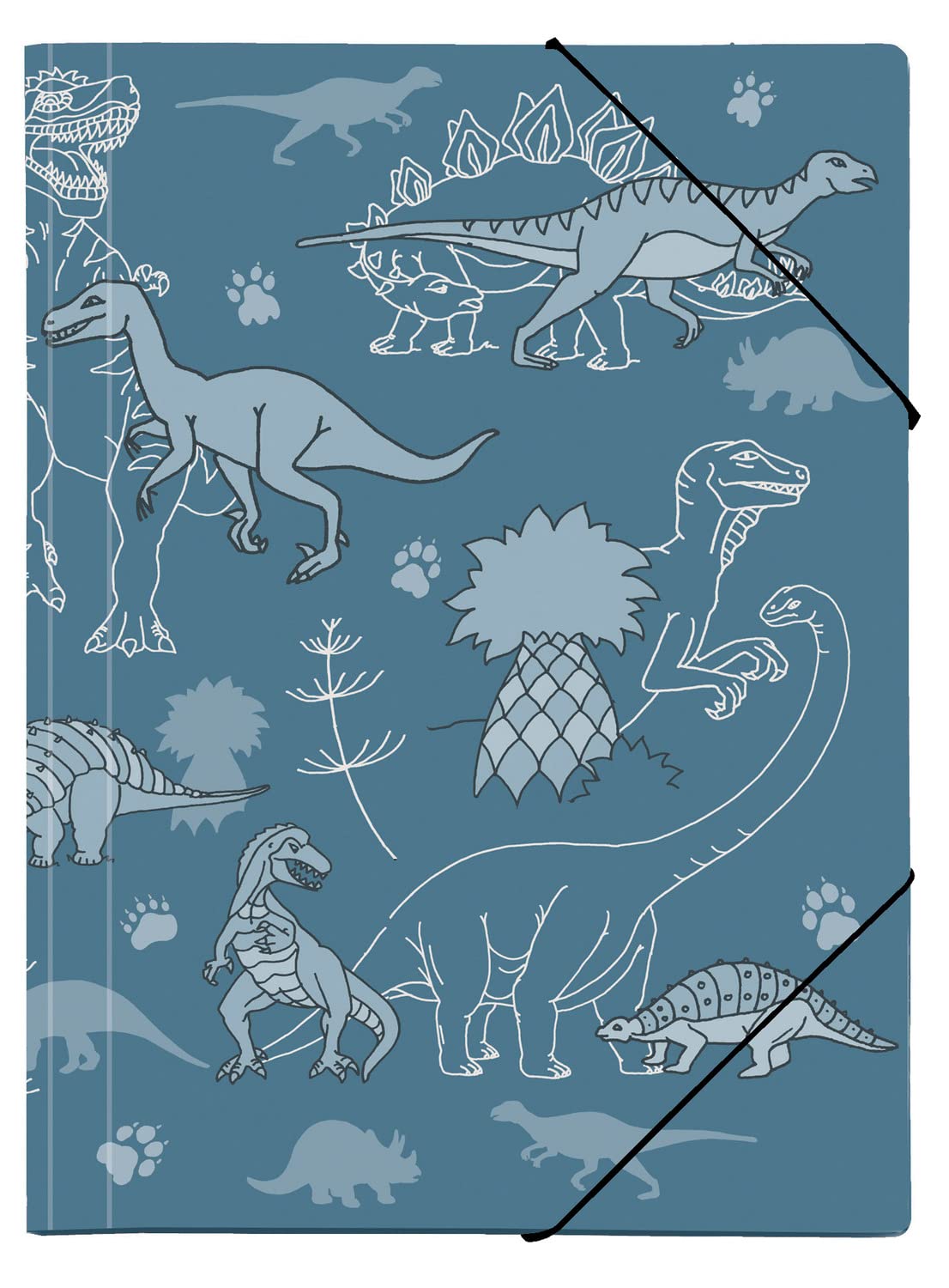 VELOFLEX 4432988 Dino Portfolio Folder, DIN A3, with Elastic Band, Durable, Cardboard Juris Folder with Corner Straps, Organiser Folder