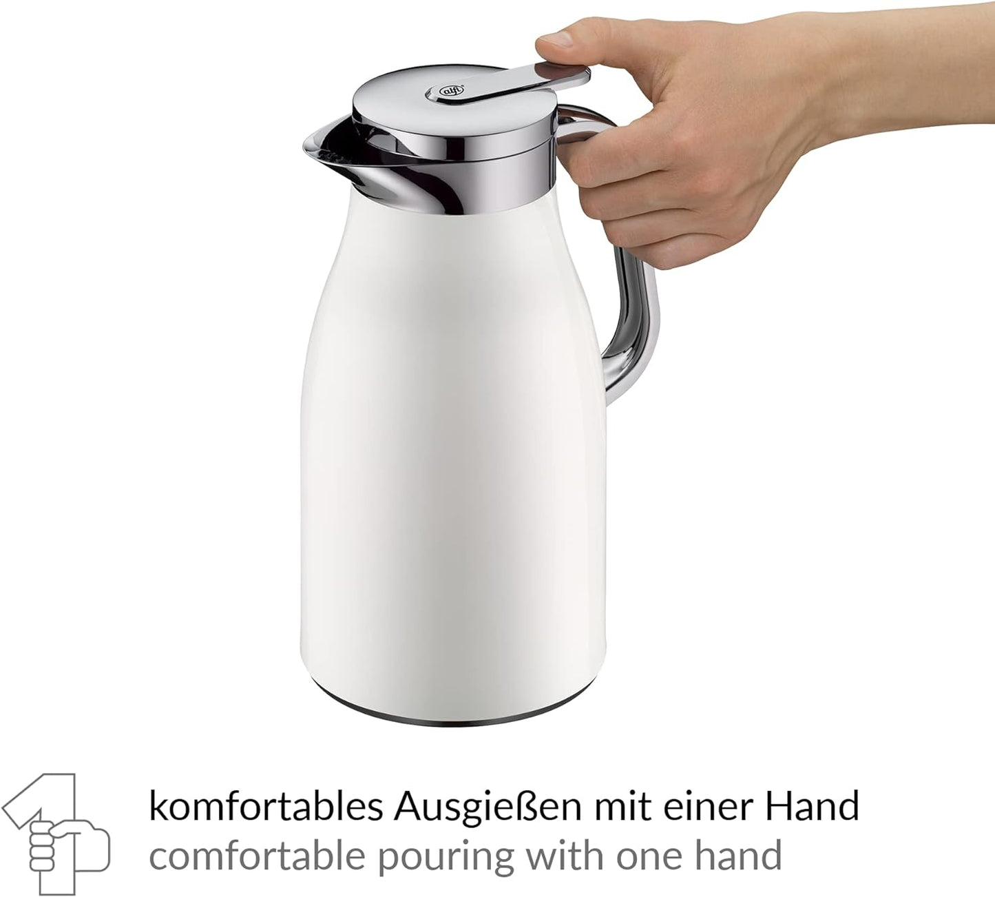ALFI Thermos Flask, Stainless Steel Plastic Glass, Coconut White, 1 Litre