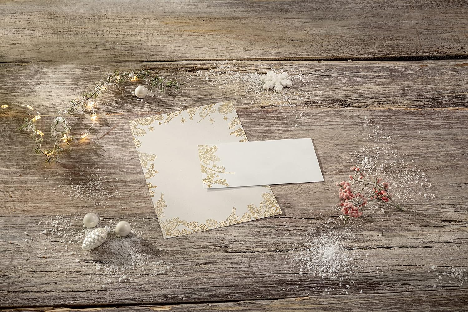 SIGEL DU422 Christmas envelopes "Golden Christmas", gummed, DL, 50 Pieces Mittel Golden Christmas (Envelopes)