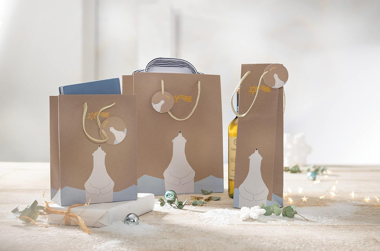 SIGEL GT050 Gift bag small, brown, 17 x 23 cm Small brown/blue/white/yellow