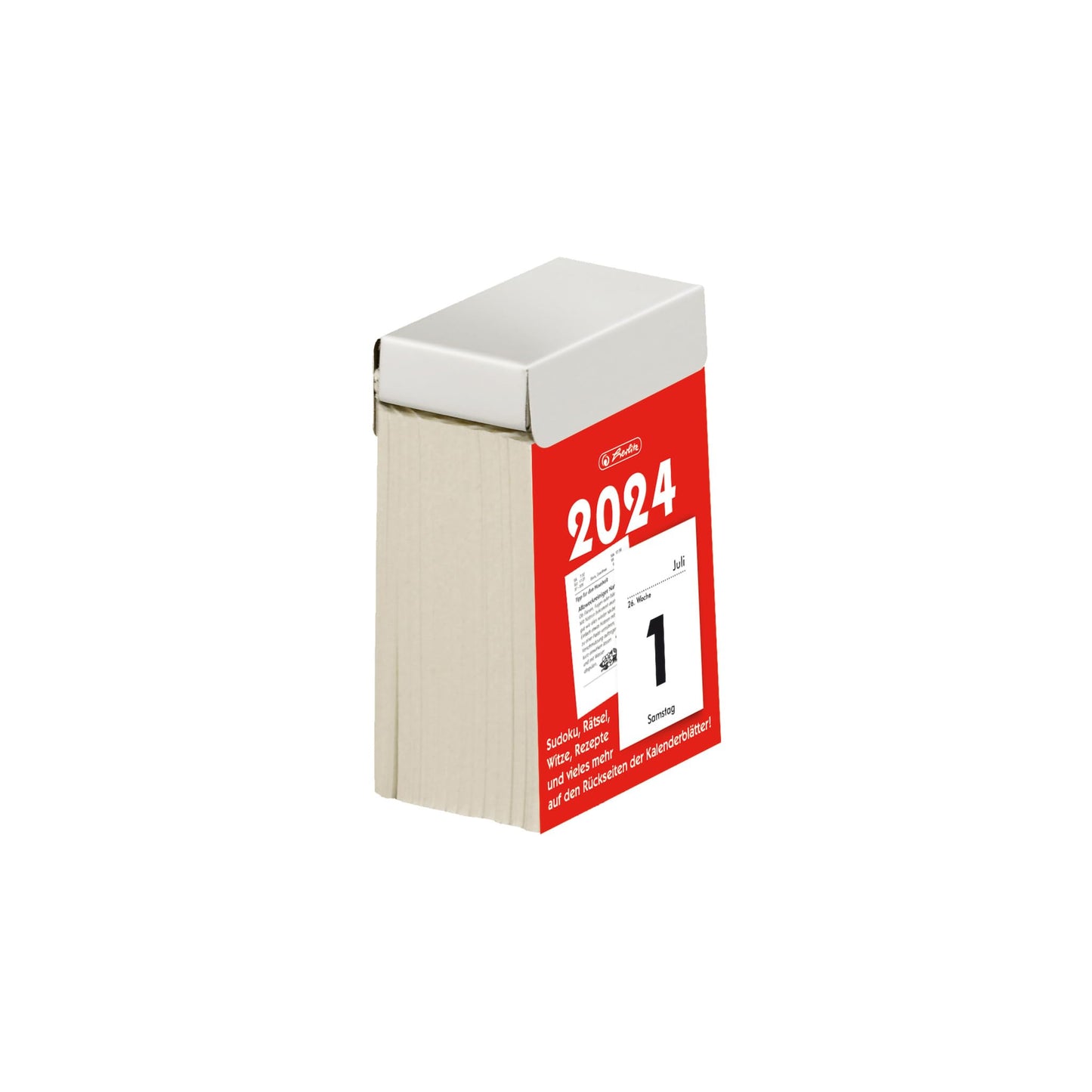 Herlitz Tear-off calendar 4 x 6 cm, 2024, FSC mix, 1 day/page, with puzzles, tips etc.