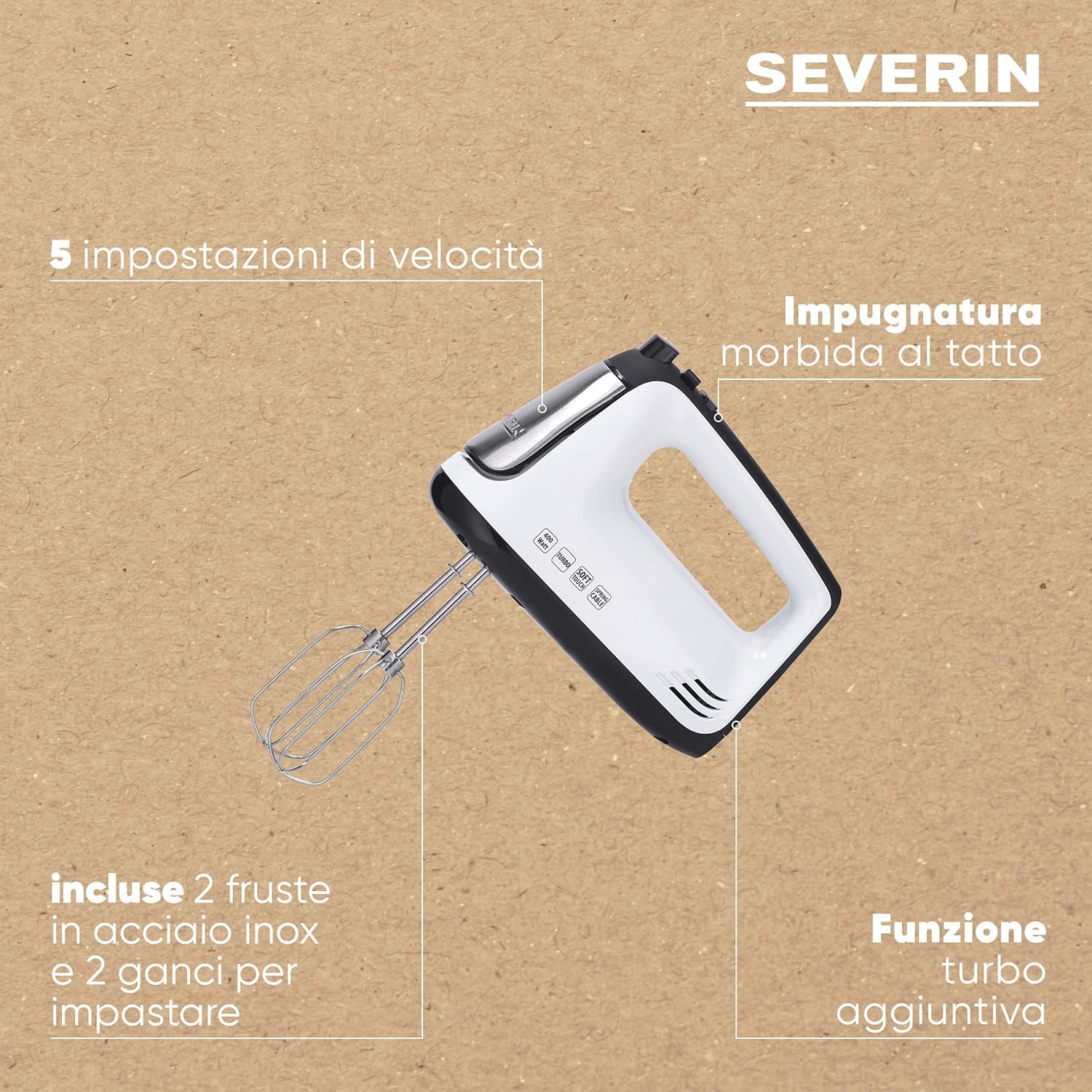 SEVERIN HM 3830 Handmixer weiB/schwarz 400 W