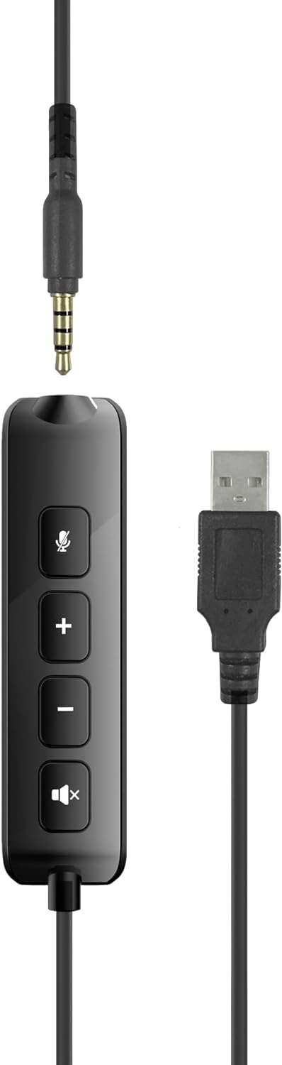 METIS USB Stereo Headset - Lightweight Wired Headset with Microphone and Cable Remote, USB-A and 3.5mm Jack Port, Office and Home Office, Storage Bag
