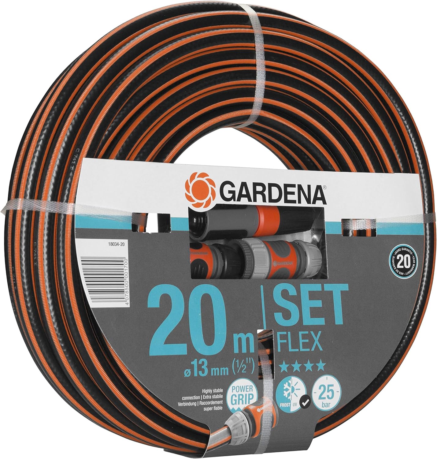 Gardena 18034-20 Schlauch, Schwarz, 20 m mit Systemteile 20m mit Systemteile Single
