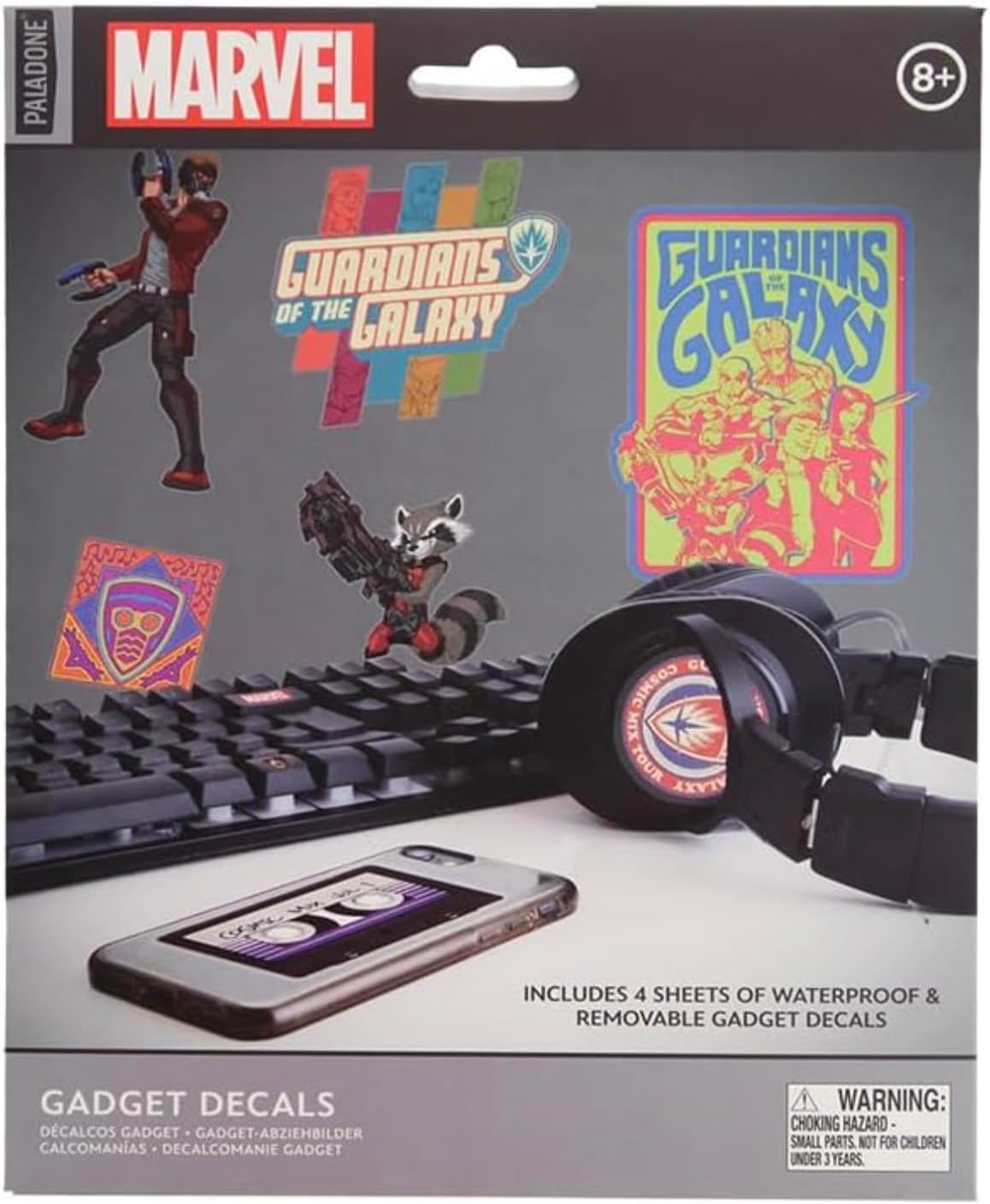 Paladone Guardians of The Galaxy Vinyl-Aufkleber, 25 wasserfeste und abnehmbare Sticker für Handyhülle, Laptop, Tablet oder Technik, offiziell lizenzierte Marvel-Merchandise für GOTG-Fans.