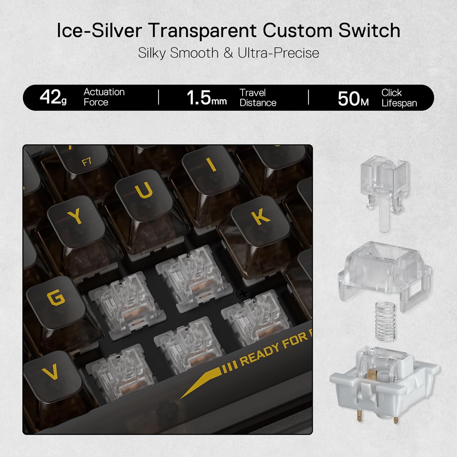 Redragon K617 SE 60% Wired RGB Gaming Keyboard, 61 Keys Compact Full-Transparent Mechanical Keyboard w/Translucent Board, Custom Linear Switch, Pro Driver/Software Supported