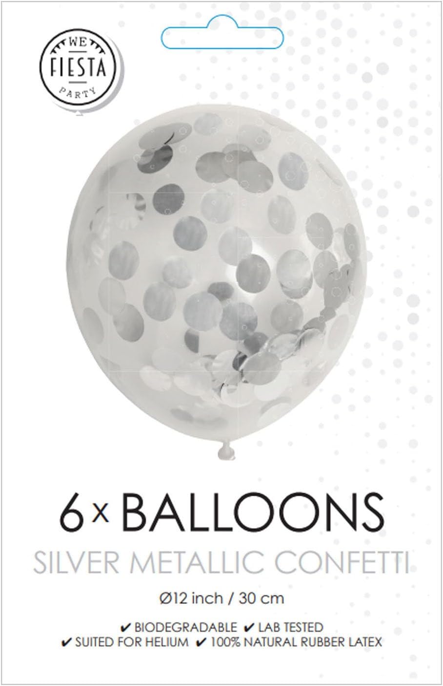 Globos Balloons - Confetti - Metallic Cilver - 30 cm - Pack of 6