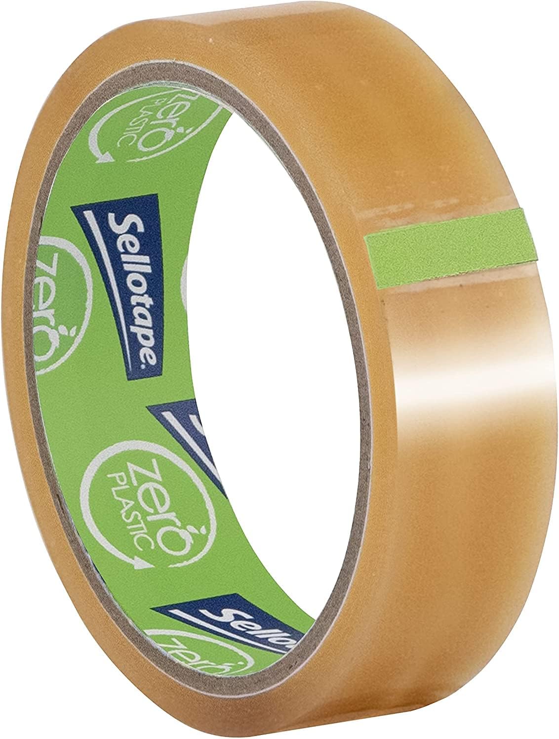 Sellotape Zero Plastic Tape, Multi-Purpose Clear Tape for Household Objects, Clear Packing Tape for Sticking Envelopes or Cards, Easy to Use Packaging Tape, 24mmx30m