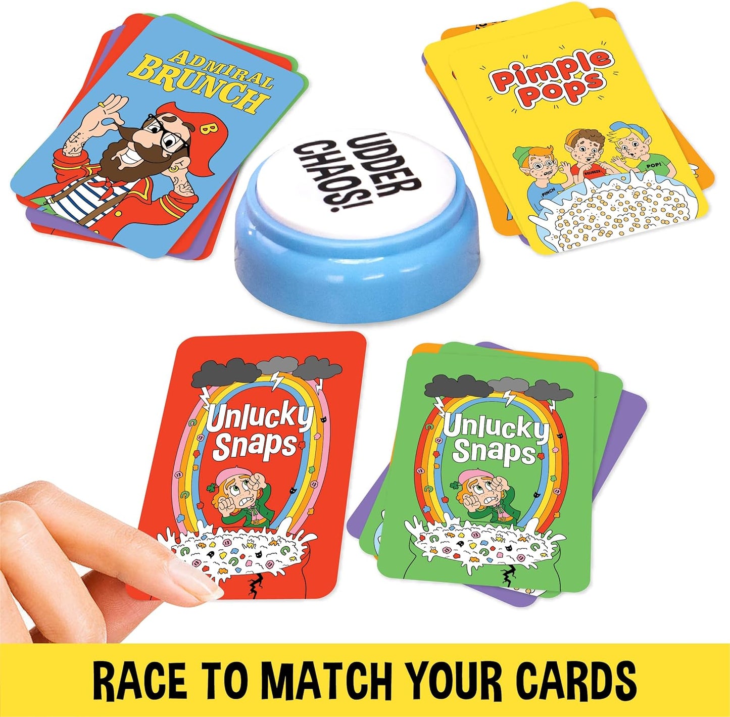 Cereal Snap: The Lighting Fast Matching & Throwing Game | 3-16 Players | Family Party Game for Teens & Kids, Comes with A Squishy Milk Carton, Active Family Card Game