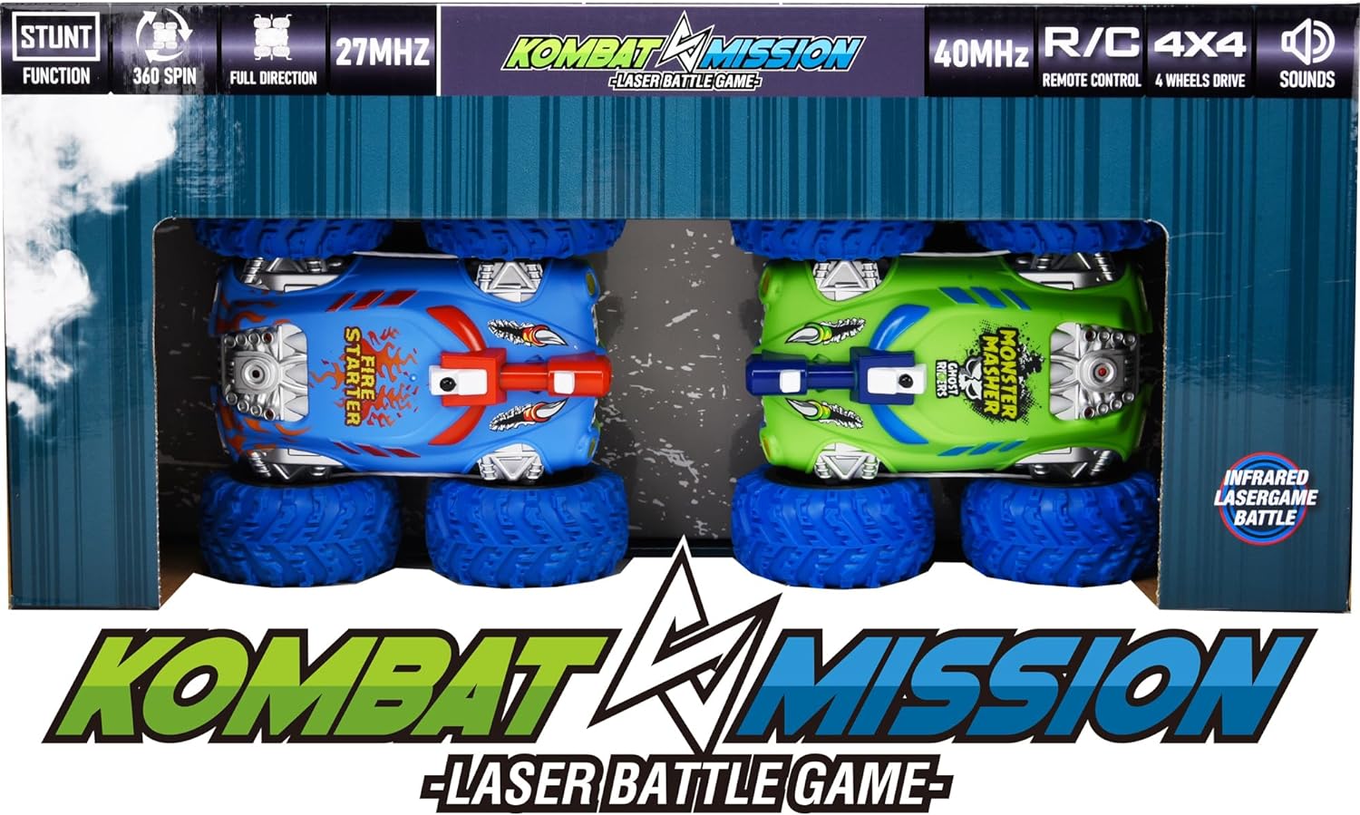 Gear2Play Kombat Mission - Remote Control Stunt Cars That Can Laser Tag - Make Stunts and Battle Against Each Other - Unique Toy for Your Child - Best Gift