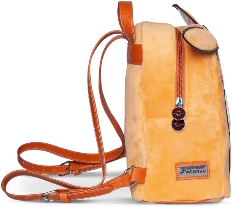 Pokémon Eevee Mini Leisure Backpack Backpack New Collection 3D Ears with Premium Embroidered Patch and Plush Tail, brown