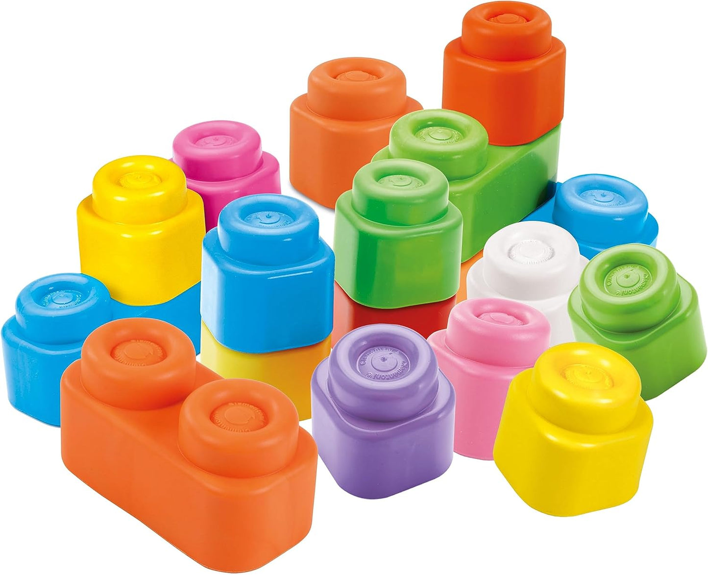 Clementoni - Soft Clemmy Bag 20 Pieces, Building Bricks, 40 Soft Toys, 100% Washable Blocks, Baby Toy 6 Months, Made In Italy (17877)