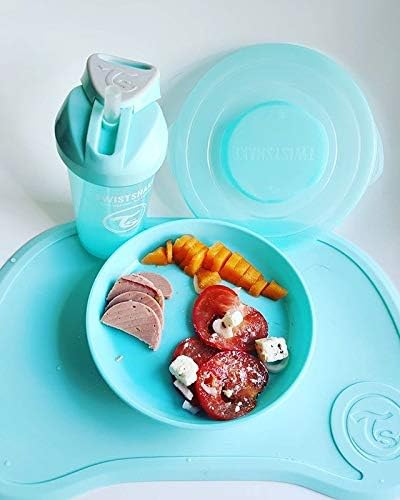 Twistshake Click Mat Kinderservies set - Placemats voor Kinderen 38x25 cm + Peuterborden met Deksel, Babyvoeding Tafelset voor Keuken Eettafel, BPA-Vrij, 6 Maanden+, Pastelroze