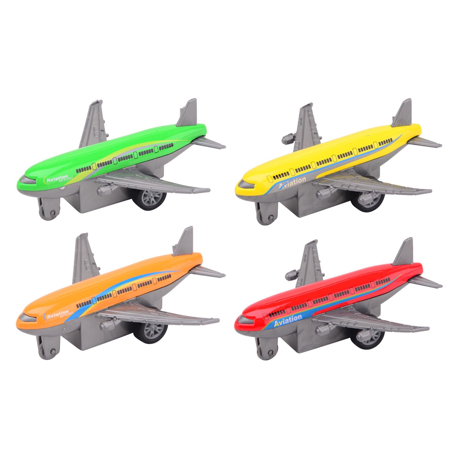 Vliegtuigen die-cast & pullback 4 stuks op kaart