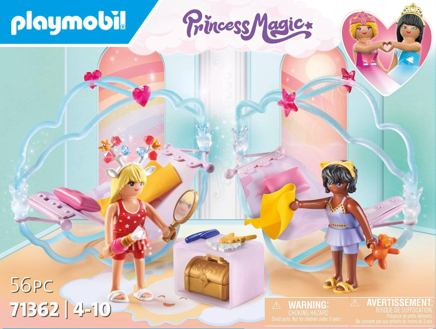 PLAYMOBIL 71362 Princess Magic: Princess Party in the Clouds, a fairy-tale magical world with cloud beds, hammocks and treasure chest, fun imaginative role-play, playsets suitable for children ages 4+