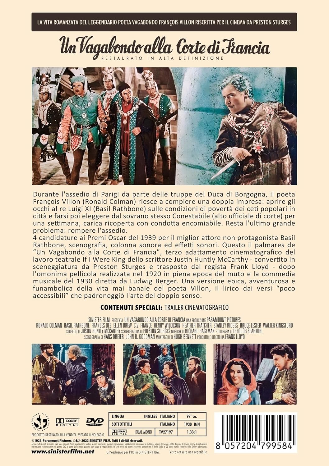 Sinister Film, DVD Vagabondo Alla Corte Di Francia (Un) (Restaurato In Hd