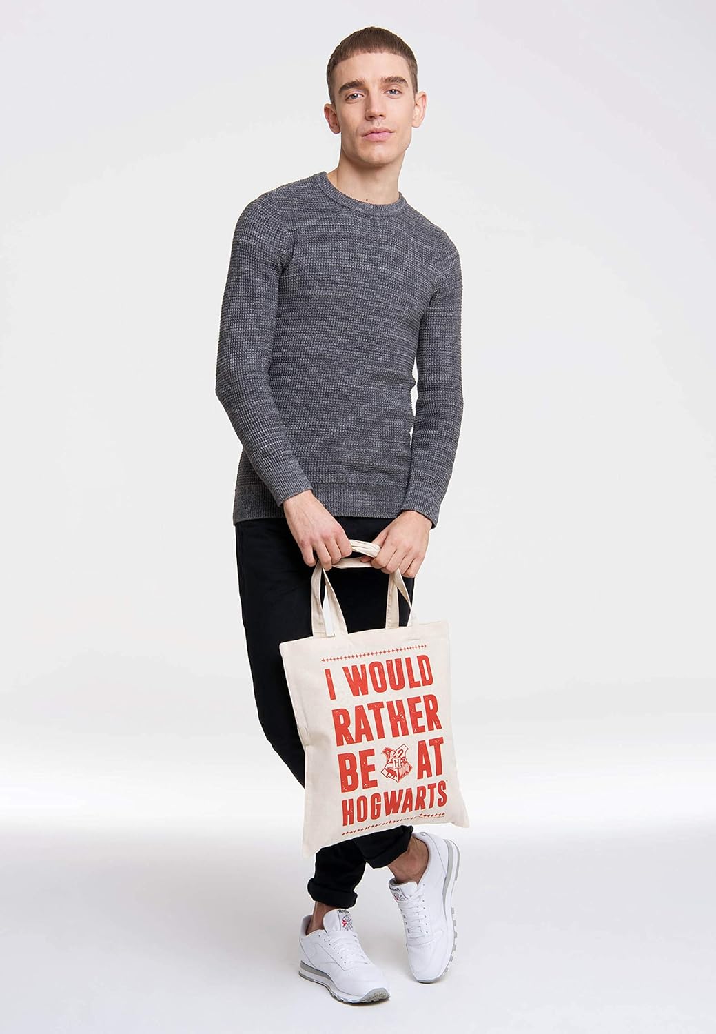 LOGOSHIRT - Harry Potter - I Would Rather Be at Hogwarts - Shopping Bag Eco - Resuable Shopper Bag - Original Licensed Design