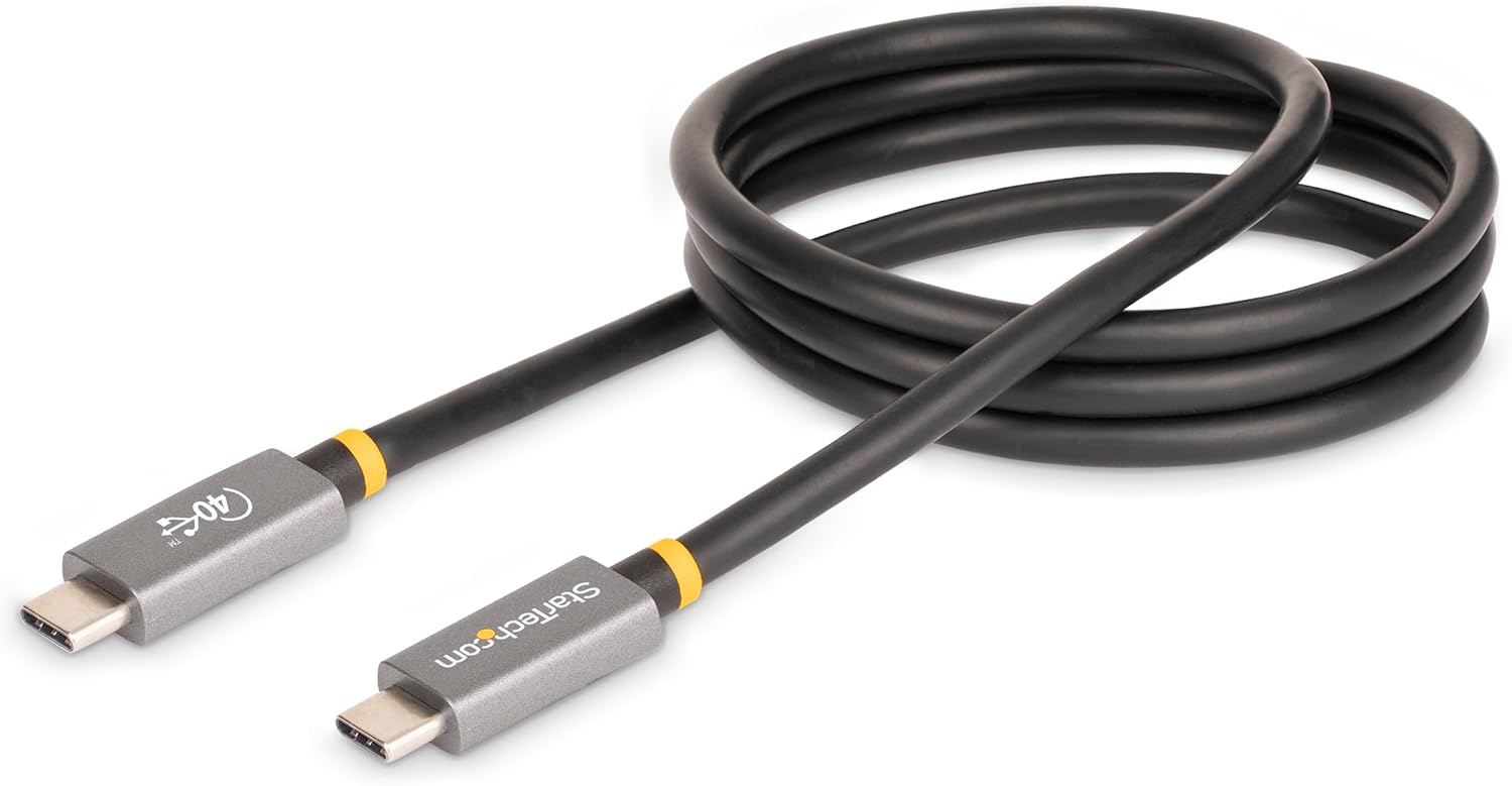 StarTech.com 3ft (1m) USB4 Cable, USB-IF Certified USB-C Cable, 40 Gbps, USB Type-C Data Transfer Cable/Cord, 100W Power Delivery, 8K 60Hz, Compatible w/Thunderbolt 4/3/USB 3.2 (CC1M-40G-USB-CABLE