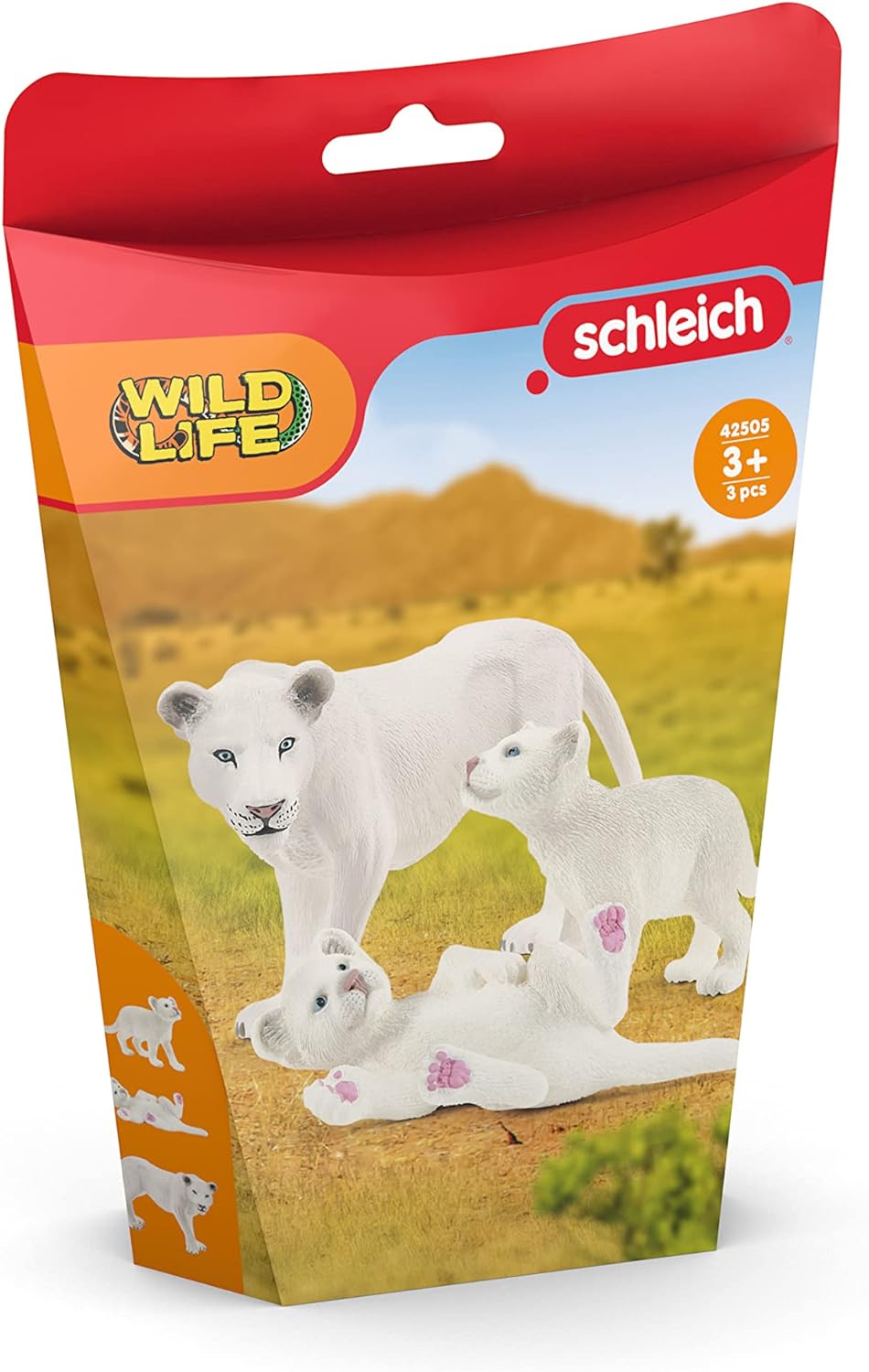 SCHLEICH 42505n Lion mother with cubs Wild Life Toy Figurine for children aged 3-8 Years