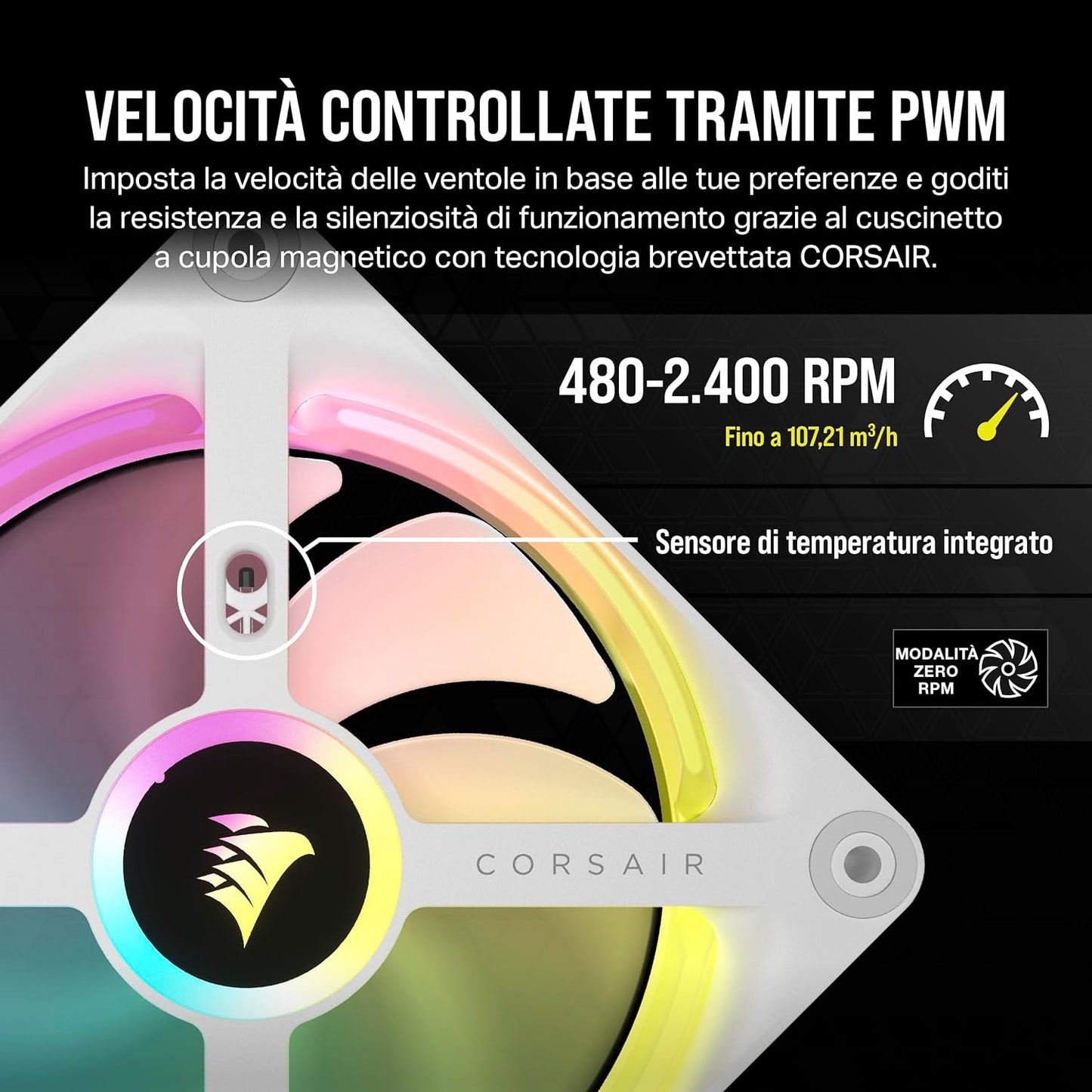 Corsair iCUE LINK QX120 RGB 120mm Magnetic Dome RGB Single Fan - White Fans Only Single (120mm) White