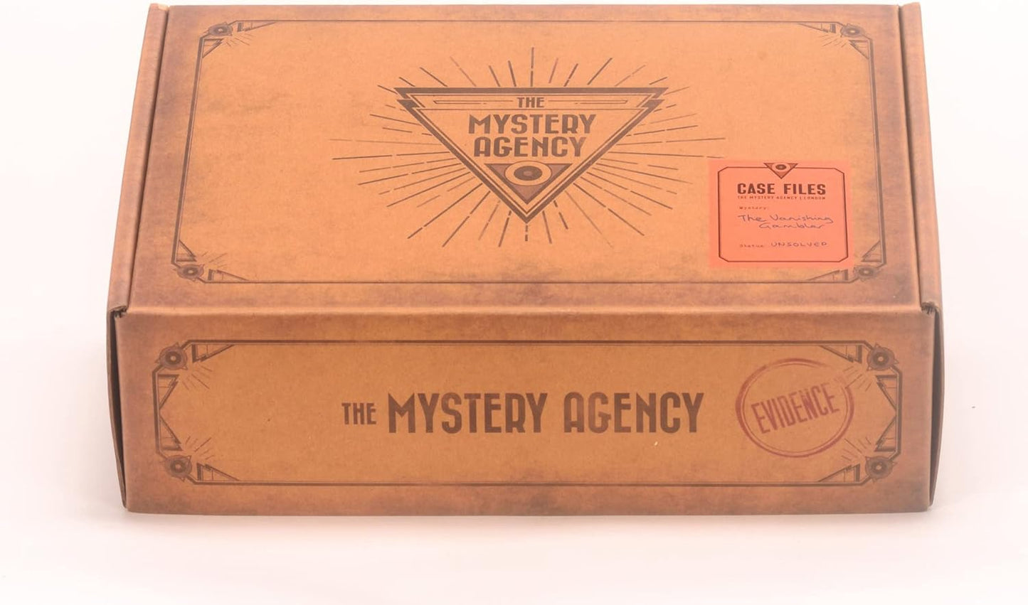 The Mystery Agency Vanishing Gambler : Solve and Escape Room Puzzle in a Box | 25+ Real-life Physical Objects & Evidence Board Games Nights Parties Fully Reusable |Age 14+ 1-6+ Players