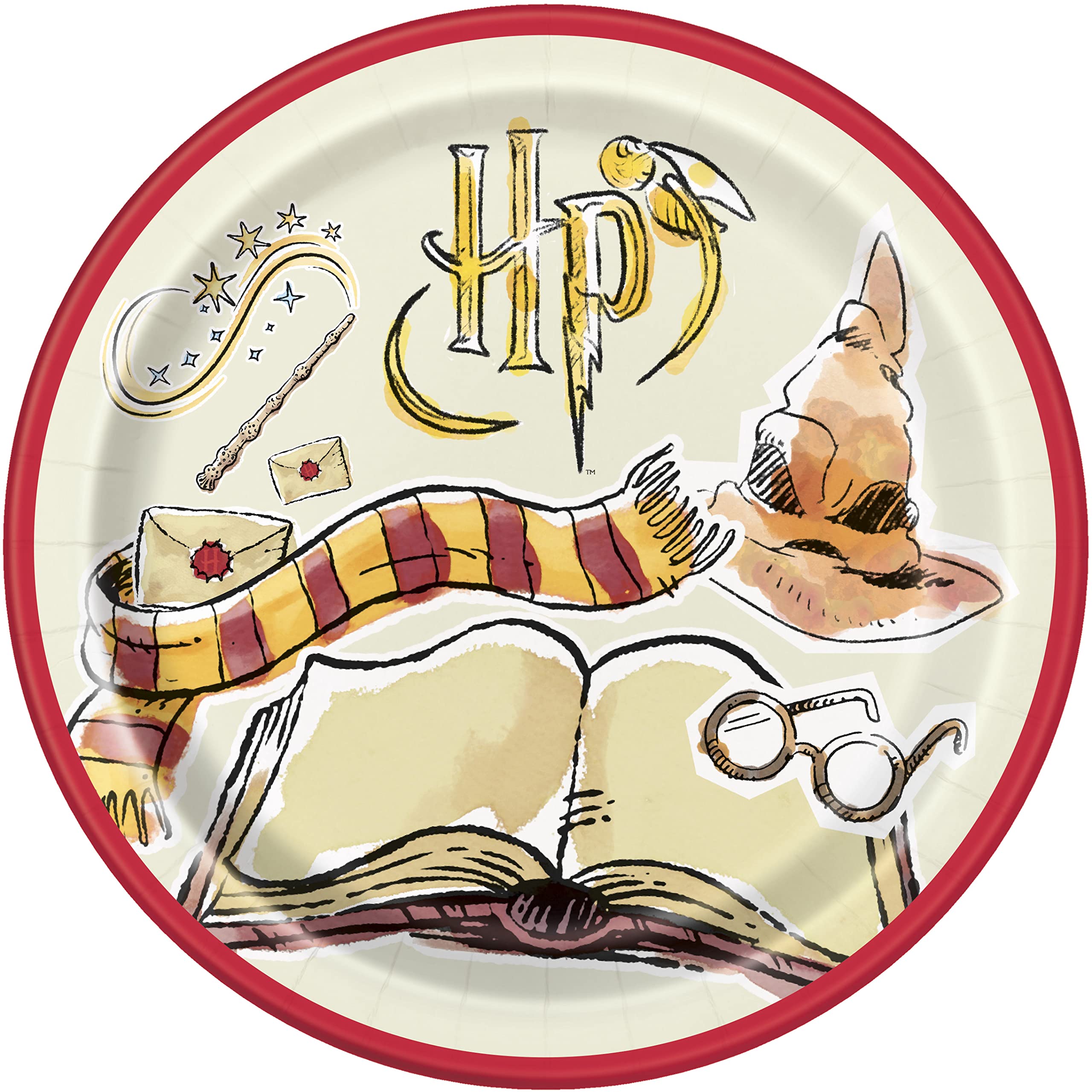 Unique 23935EU Harry Potter Eco-Friendly Paper Plates-23 cm Party-8 Count (Pack of 1), Multicolour, 23 Centimeters 23 centimeters Eco-Friendly Large Paper Plates