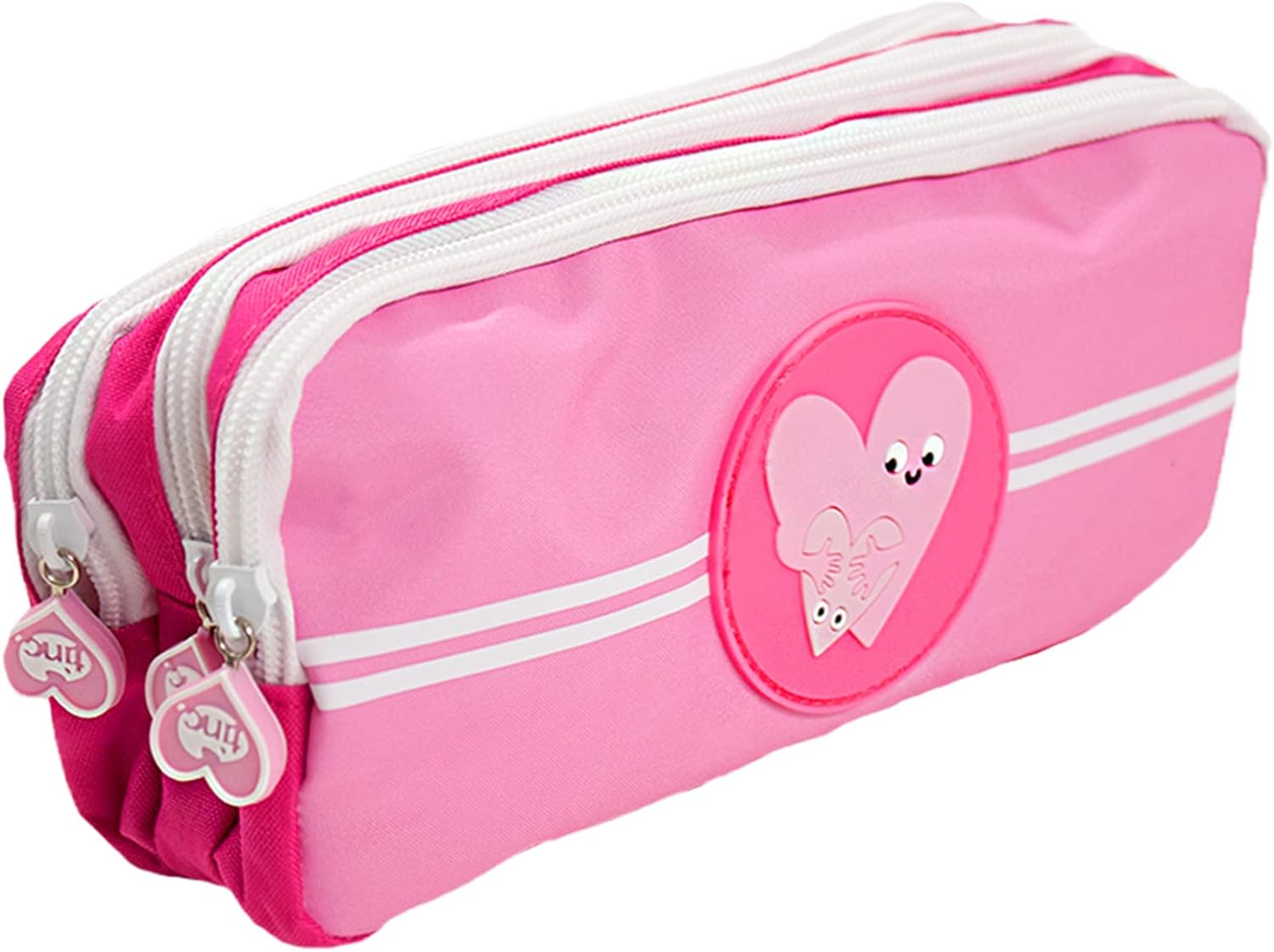 Tinc Triple Zip School Pencil Case - Three Large Pockets Perfect for Stationery Pink