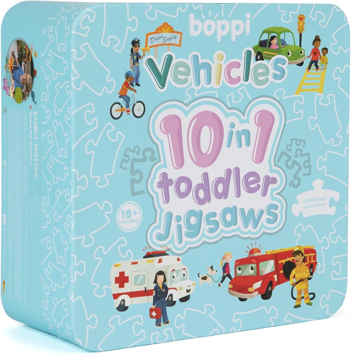 10 Puzzles in 1 Premium Progressive Jigsaw Puzzles for Toddlers 18 Months Plus With Gift Box - Vehicles Puzzles for Toddlers/Child Development Toys - Car Puzzles by boppi - 100% Recycled Card