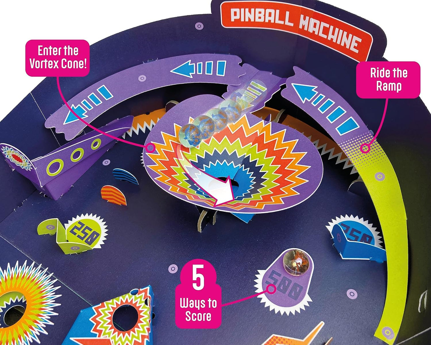 Build Your Own Pinball Machine Advent Calendar Arcade Retro Classic Toy - Eco-Friendly Cardboard Craft Kit - Ages 8+