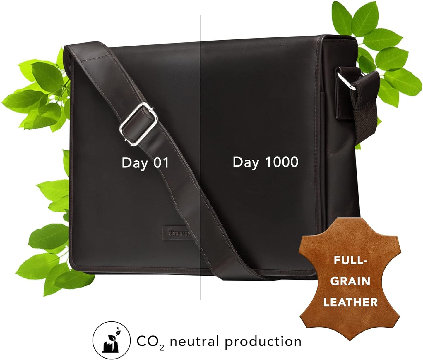 dbramante1928 Marselisborg Laptop Bag | Handcrafted Full-Grain Leather, Fits 14 inch Laptops
