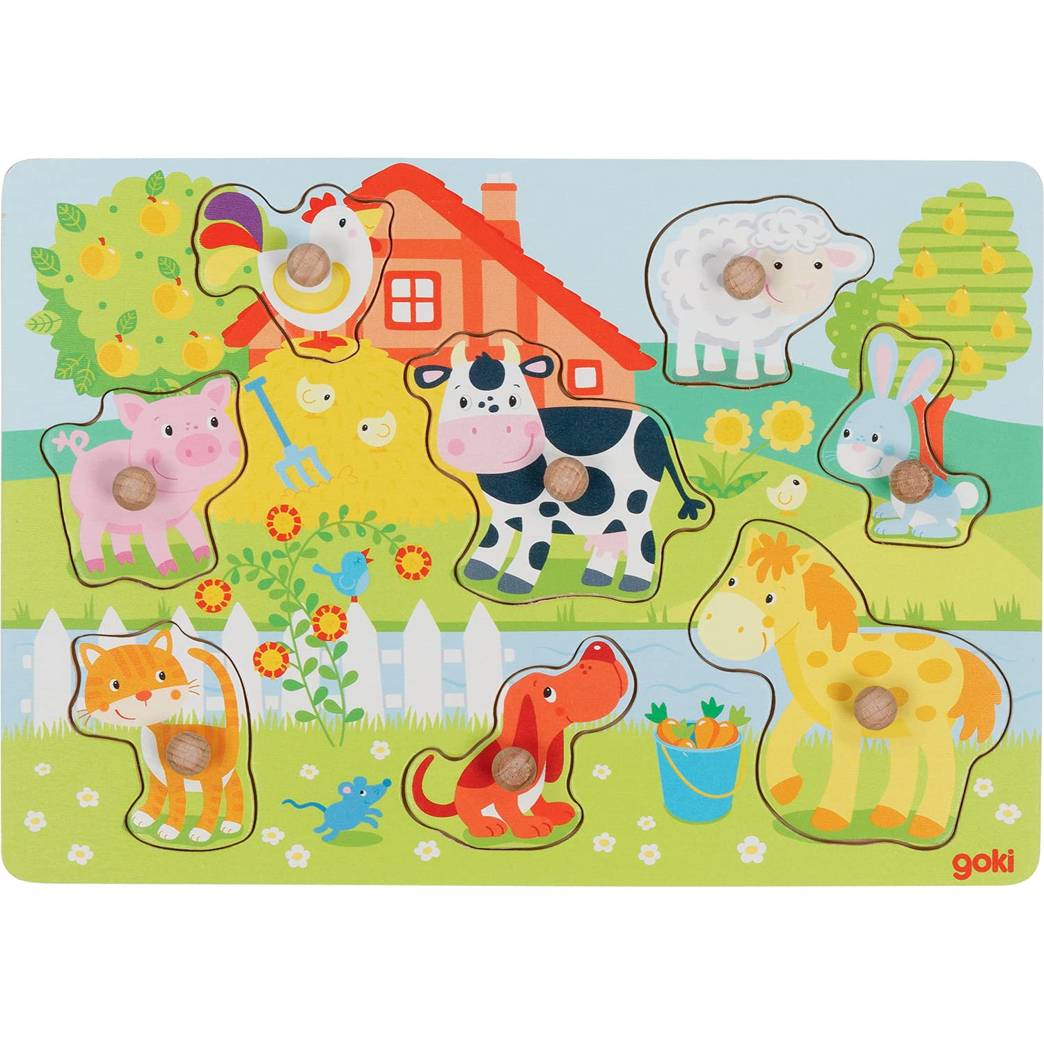 GOKI- Granja Animal, Encaje No Aplica Juegos de acción y Reflejos, Multicolor, único (57392