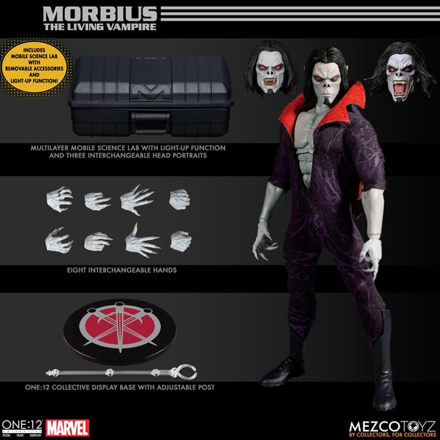 Mezco Toys Marvel Universe - Figura Luminosa (1/12 Morbius, 17 cm