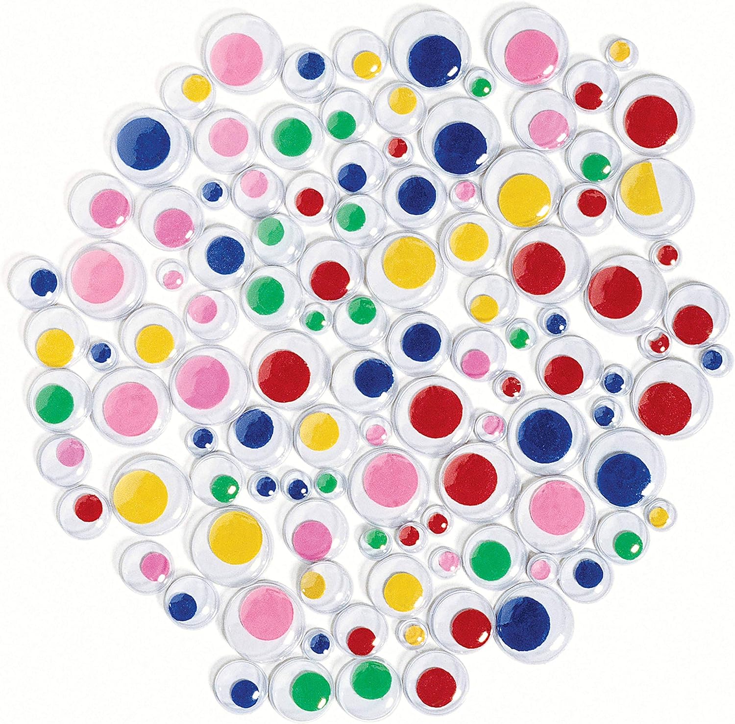 Bellied eyes | Coloured | Self-adhesive | 3-15 mm | Assorted | 100 pieces