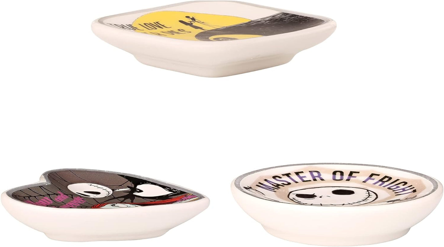 Disney The Nightmare Before Christmas Multicoloured Ceramic Gift 3 piece Boxed Trinket Tray Set VC700381L
