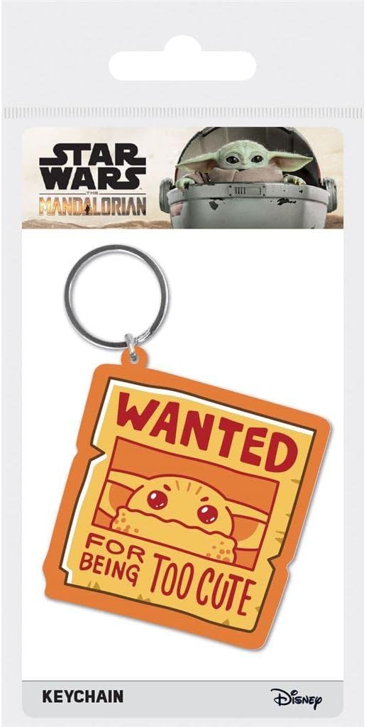 Star Wars The Mandalorian Child Grogu Wanted Rubber Keyring Keychain Fob