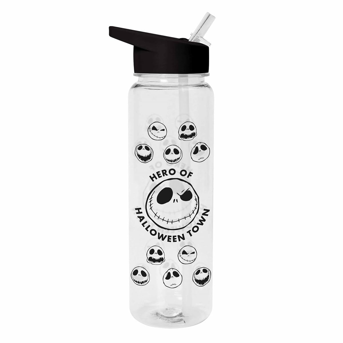 Disney The Nightmare Before Christmas Water Bottle (Hero Of Halloween Town Design) Clear Plastic Water Bottle 540ml - Official Merchandise