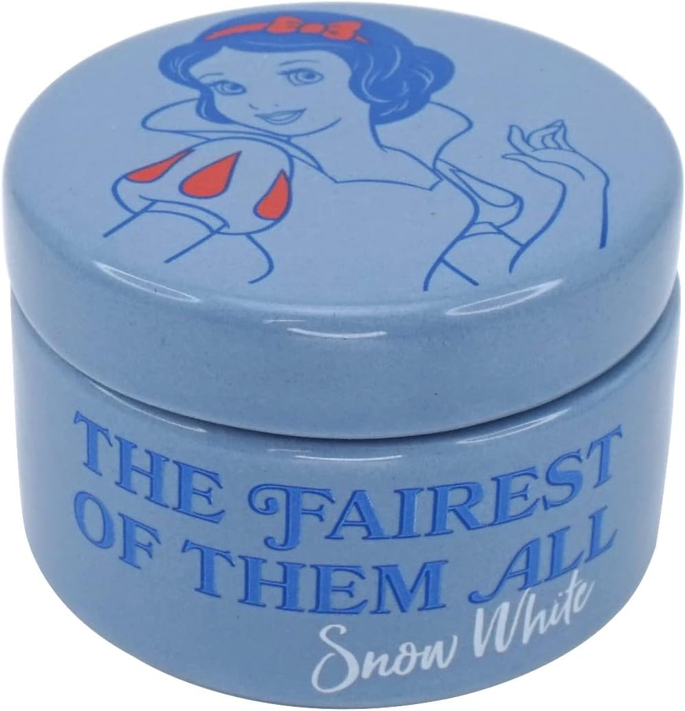 Half Moon Bay - Disney Snow White Ceramic Trinket Box Round - Trinket Box With Lid - 5.5x7.7cm Home Princess