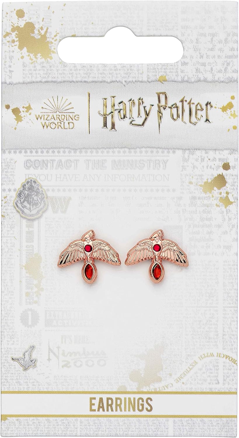 Harry Potter Fawkes Stud Earrings (Rose Gold Plated)