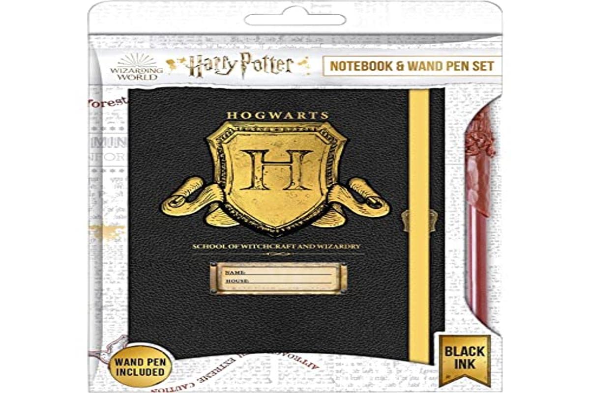 BLUE SKY Unisex_Child Harry Potter Hogwarts – Magic Wand Notebook and Pen Set, Colourful, X-Large