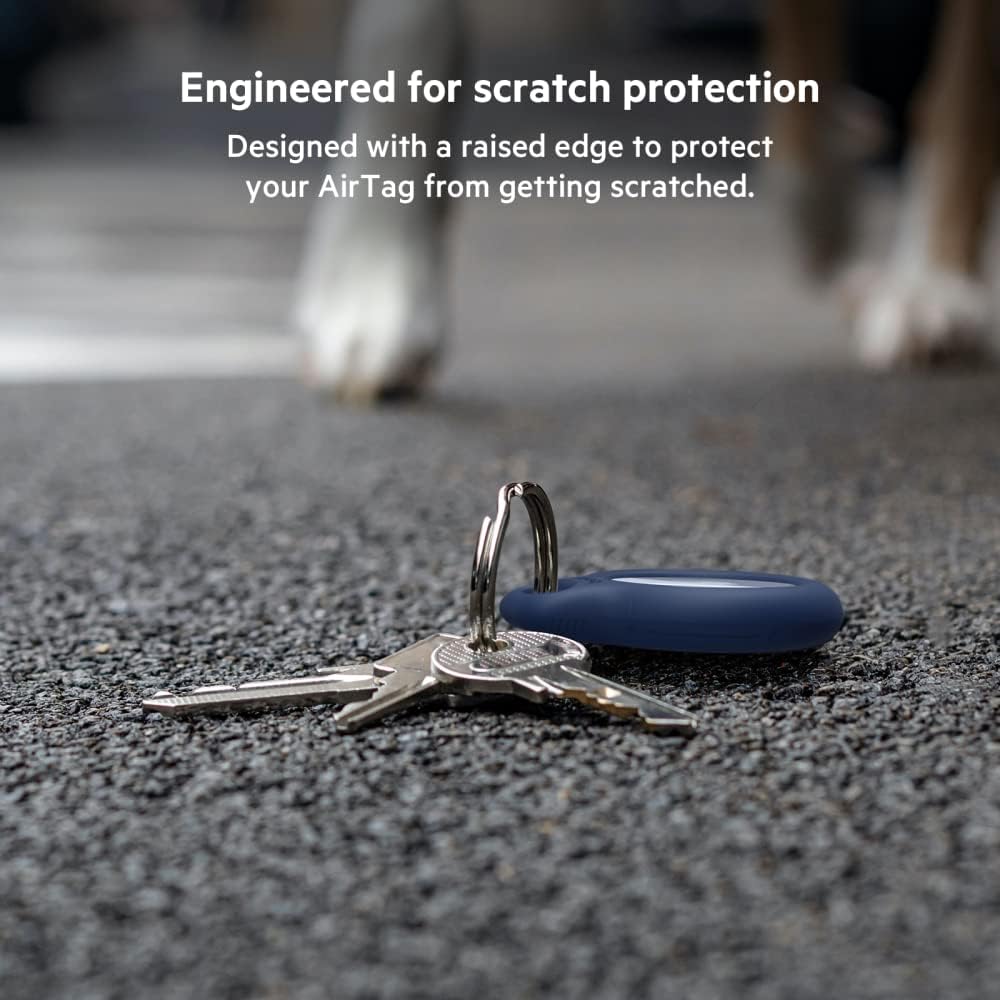 Belkin F8W973 AirTag Case with Key Ring (Secure Holder Protective Cover for Air Tag with Scratch Resistance Accessory) - Blue (Pack of 2