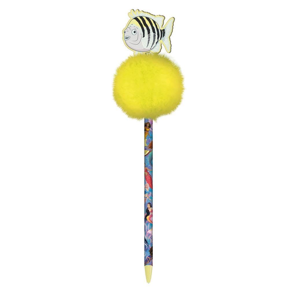 The Little Mermaid Innovativa penna a sfera Pom Pom Flounder (taglia unica) (blu, rosa, giallo) Eén maat blu, rosa, giallo
