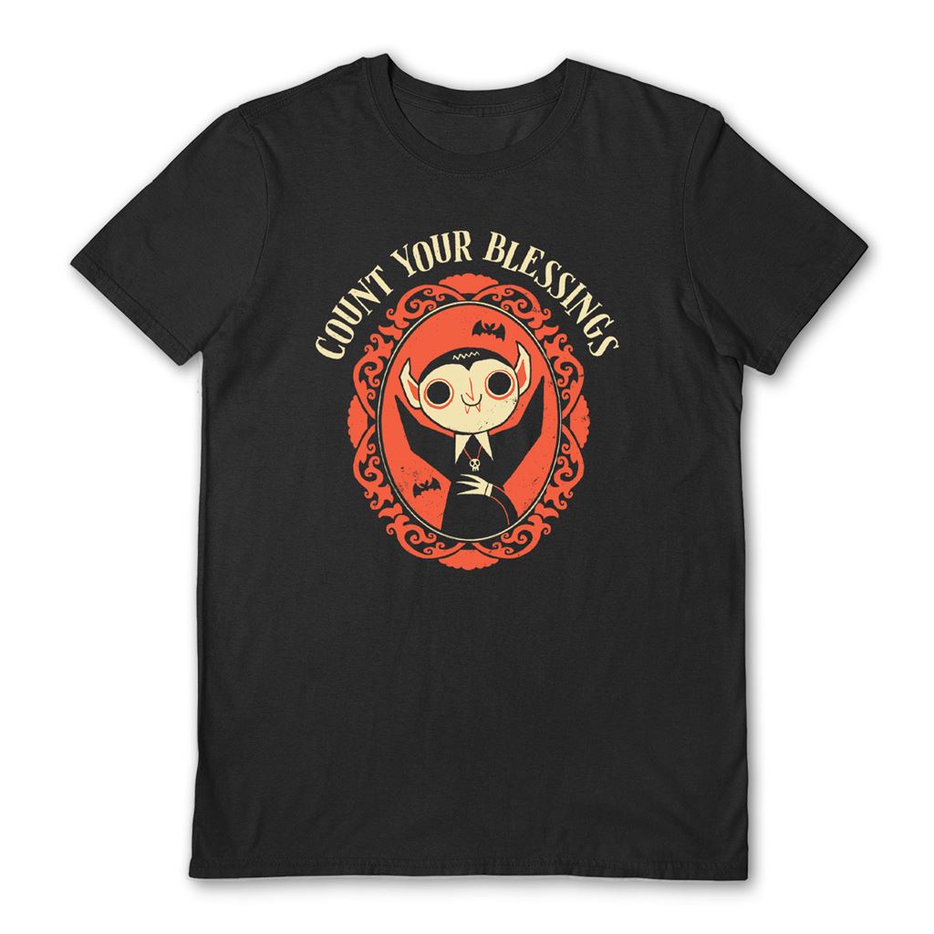 DINOMIKE (COUNT YOUR BLESSINGS) BLACK UNISEX T-SHIRT LARGE
