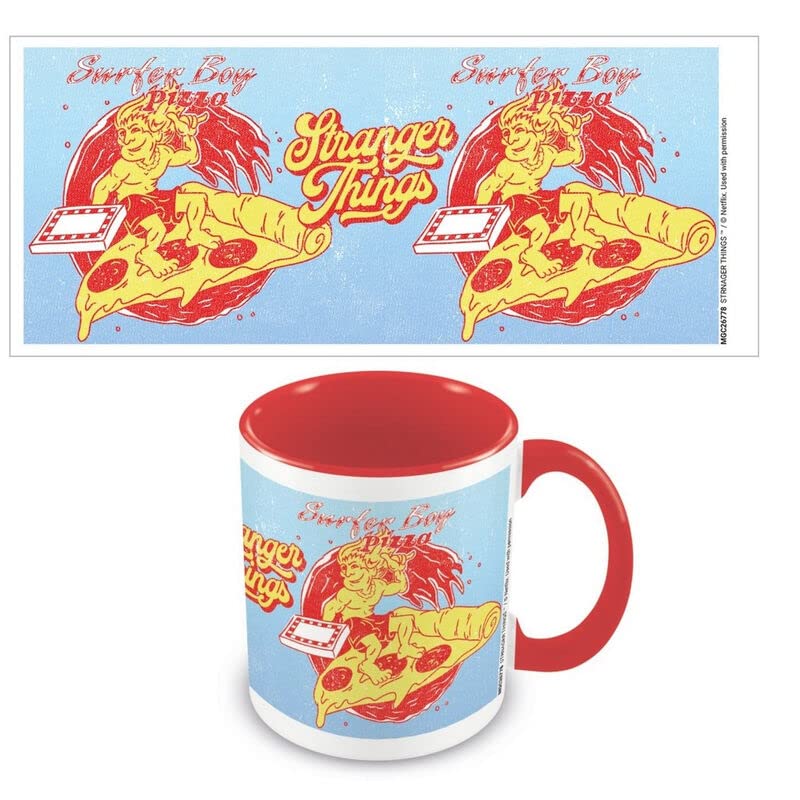 Pyramid International, Stanger Things 4 Tasse Innenfarbe Rot Surfer Boy Pizza